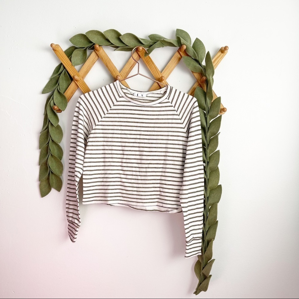 LNA Gold Stripe Long Sleeve Crop Top